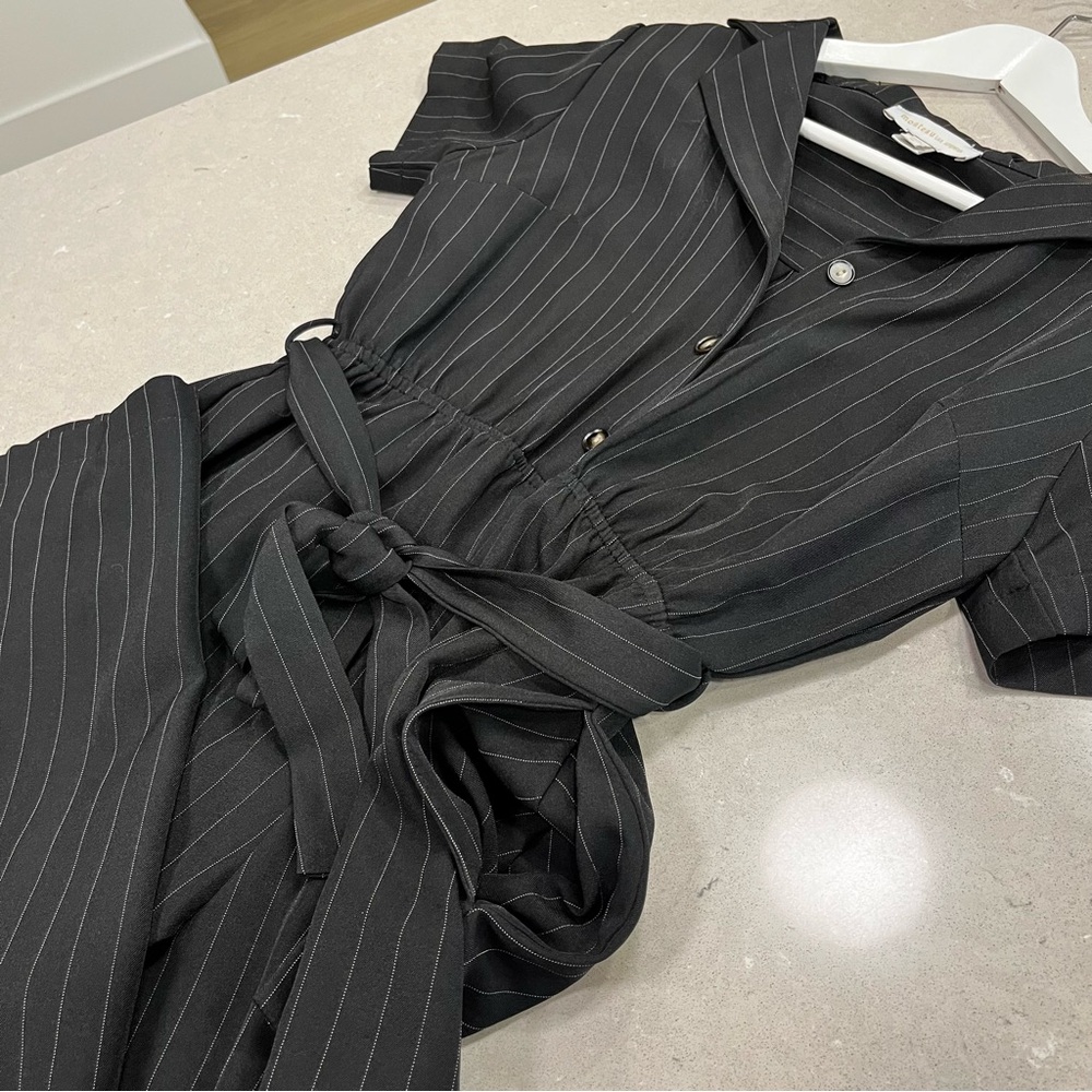 Black Striped Women's Jumpsuit - Picture 5 of 7
